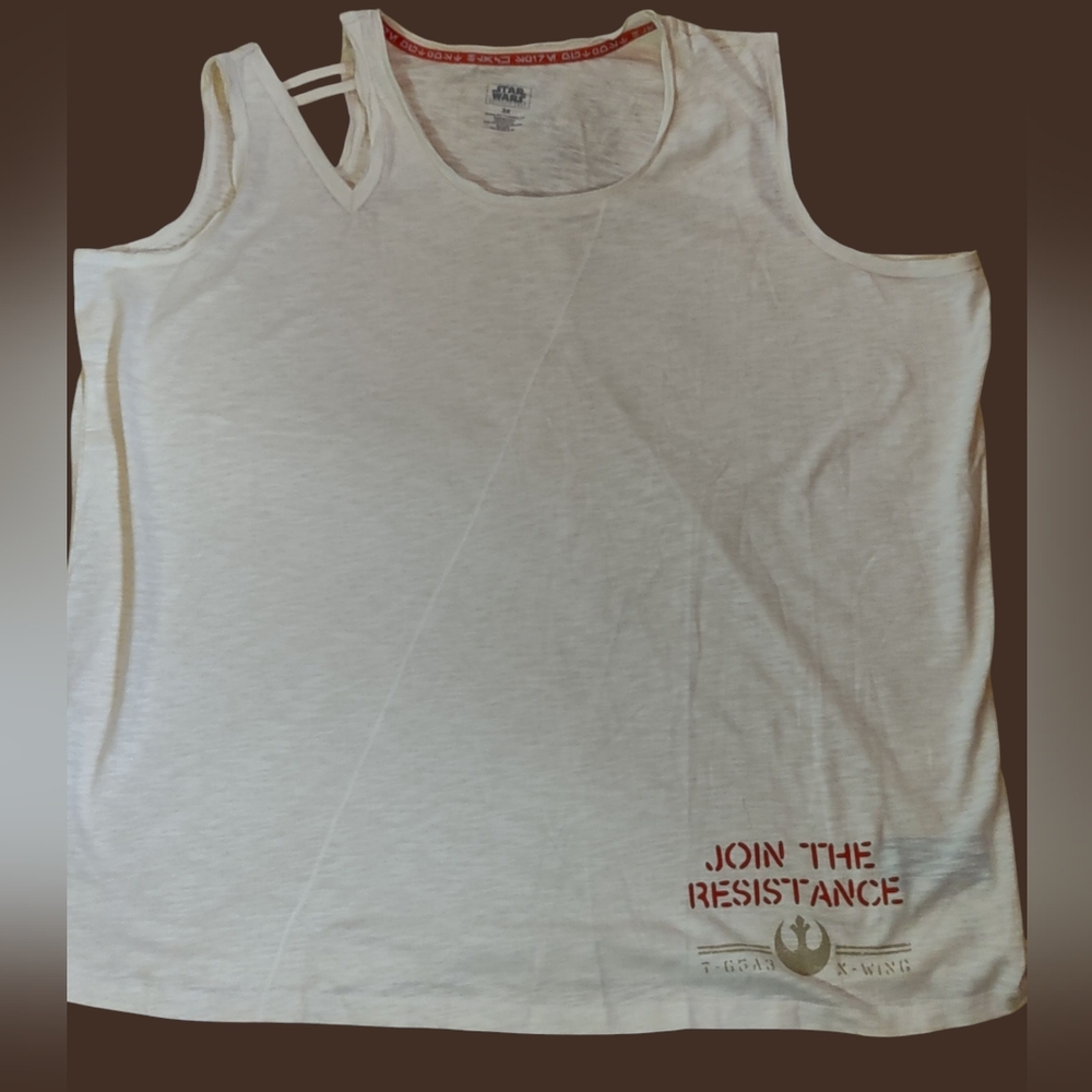 Disney Star Wars Galaxy's Edge Off-white and Red Tank Top Join The Resistance